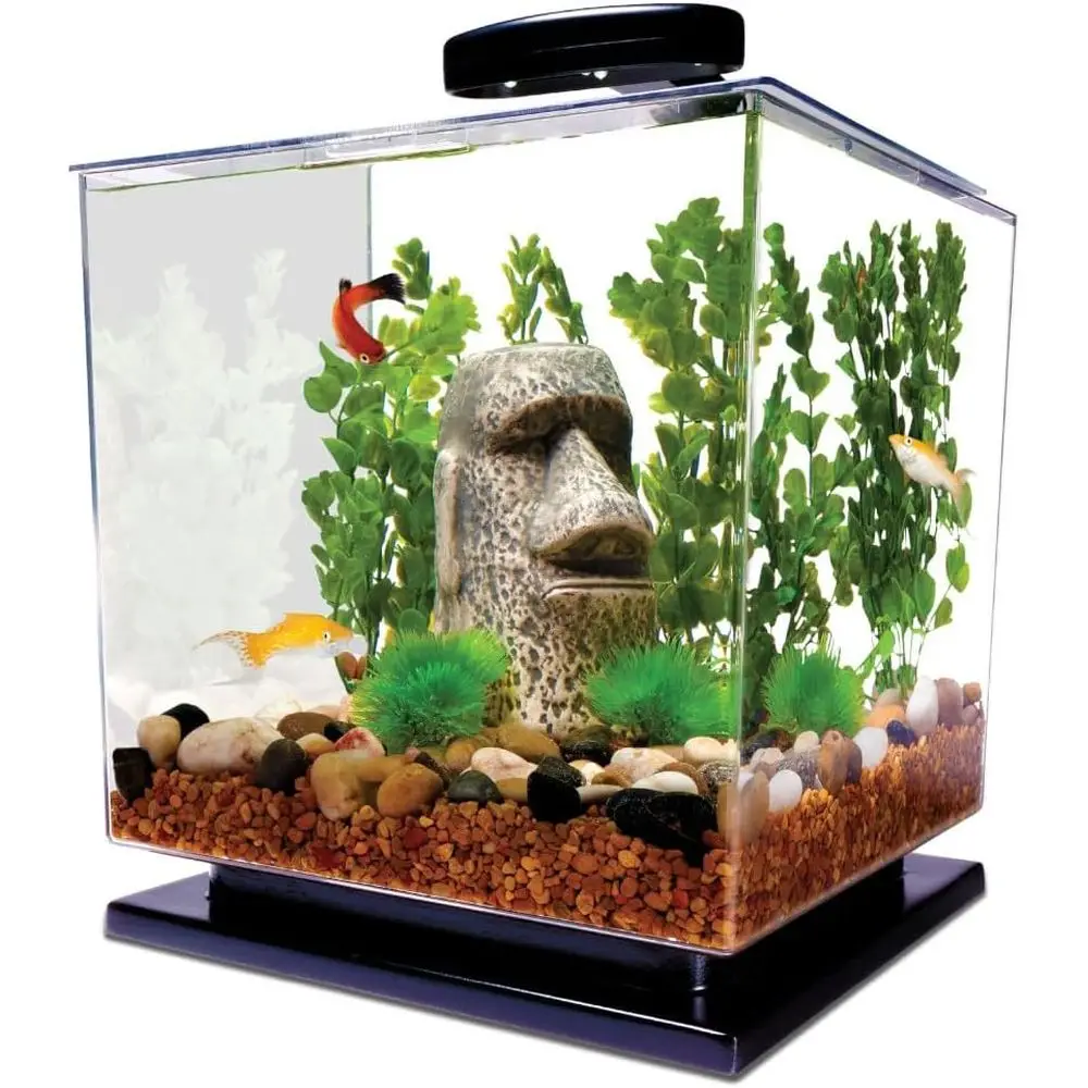 

3 Gallon Aquarium Kit with Stand, LED, Filter for Small Tropical Fish, Guppies, Goldfish, or Betta