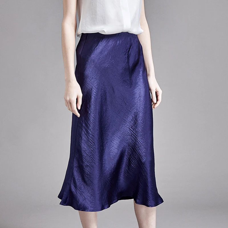 

Юбка MOMANCE из сатина с высокой талией, средней длины, на резинке, с глянцевым узором «молотый цветок», А-силуэт, простая, элегантная, женская