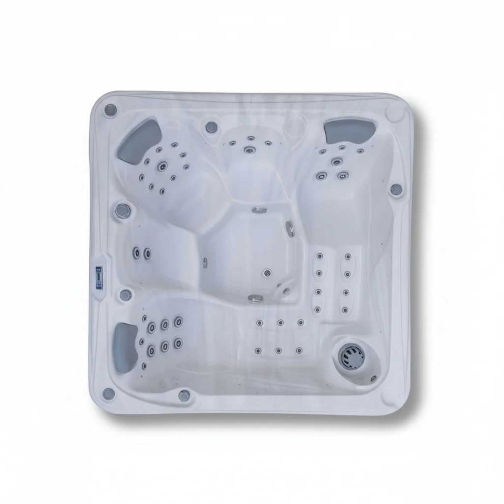 5 Person Hot Tub, 2200x2200x880mm Acrylic, Outdoor Spa Tub with Balboa Control, Above Ground Whirlpool Massage Bathtub