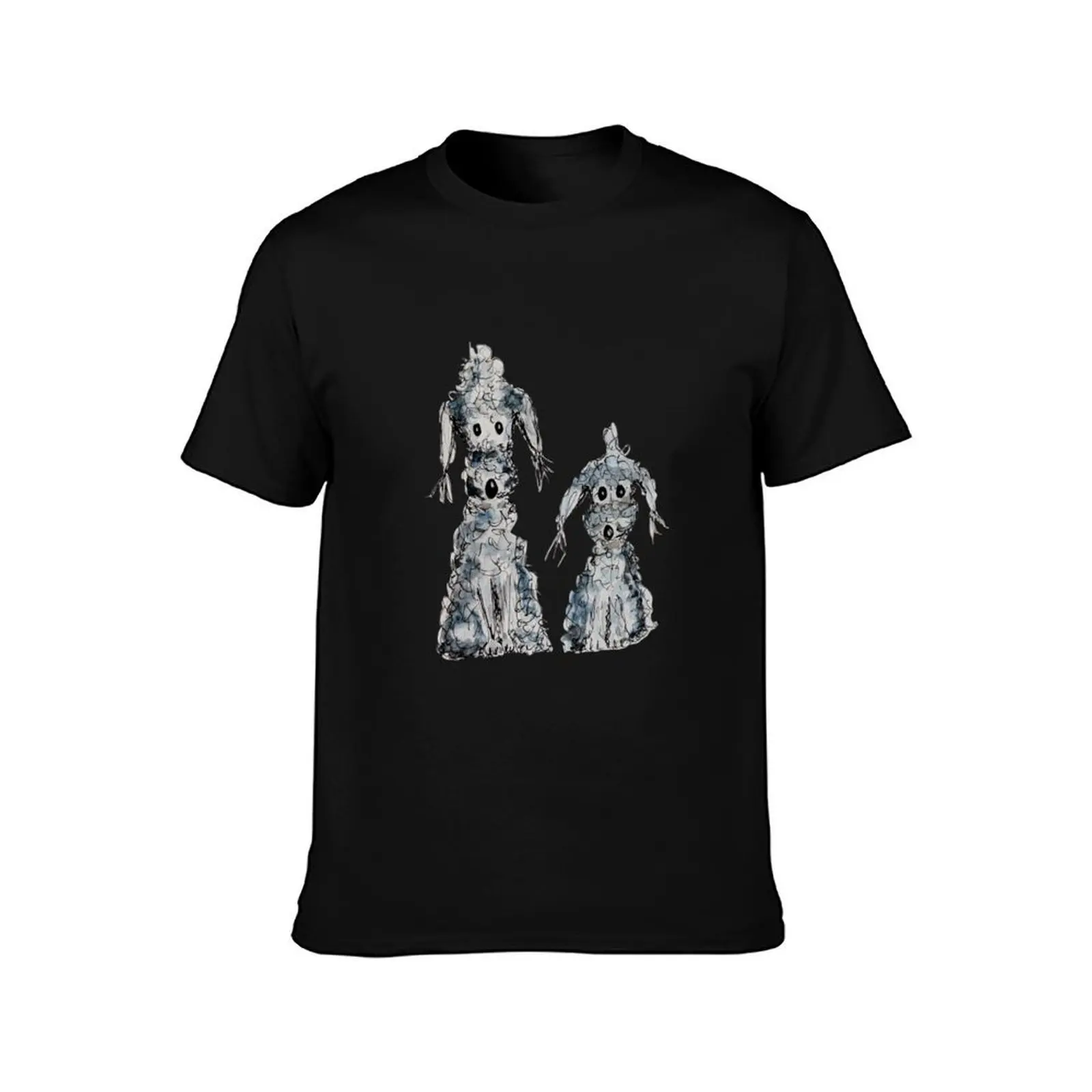 Two Curly Cute Dogs, Bedlington Terrier Dog T-Shirt Comfortable Workout Short Sleeve Shirt T-Shirt