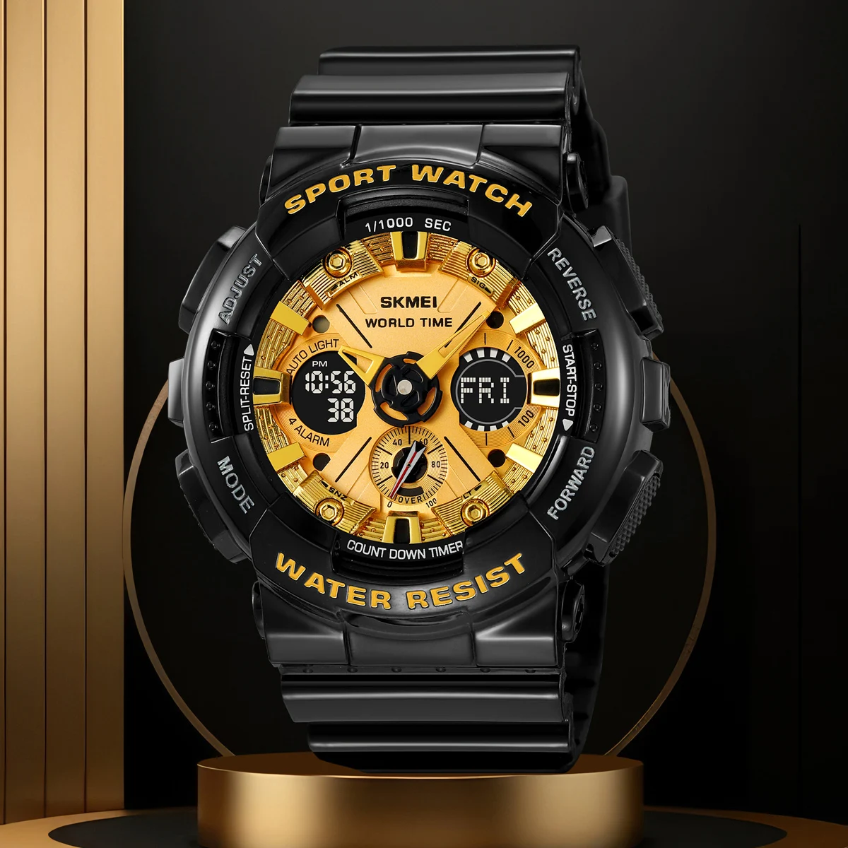 SKMEI Multifunctional Countdown Sport Watches Mens 5Bar Waterproof LED Light Electronic Calendar Clock male Wristwatch