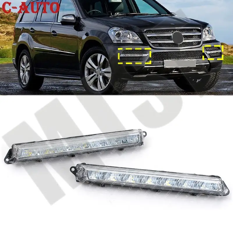 Left and Right Front LED Daytime Running Fog light For Mercedes Benz X164 GL320 GL350 GL450 GL550 ML63 AMG X166 2007-2013