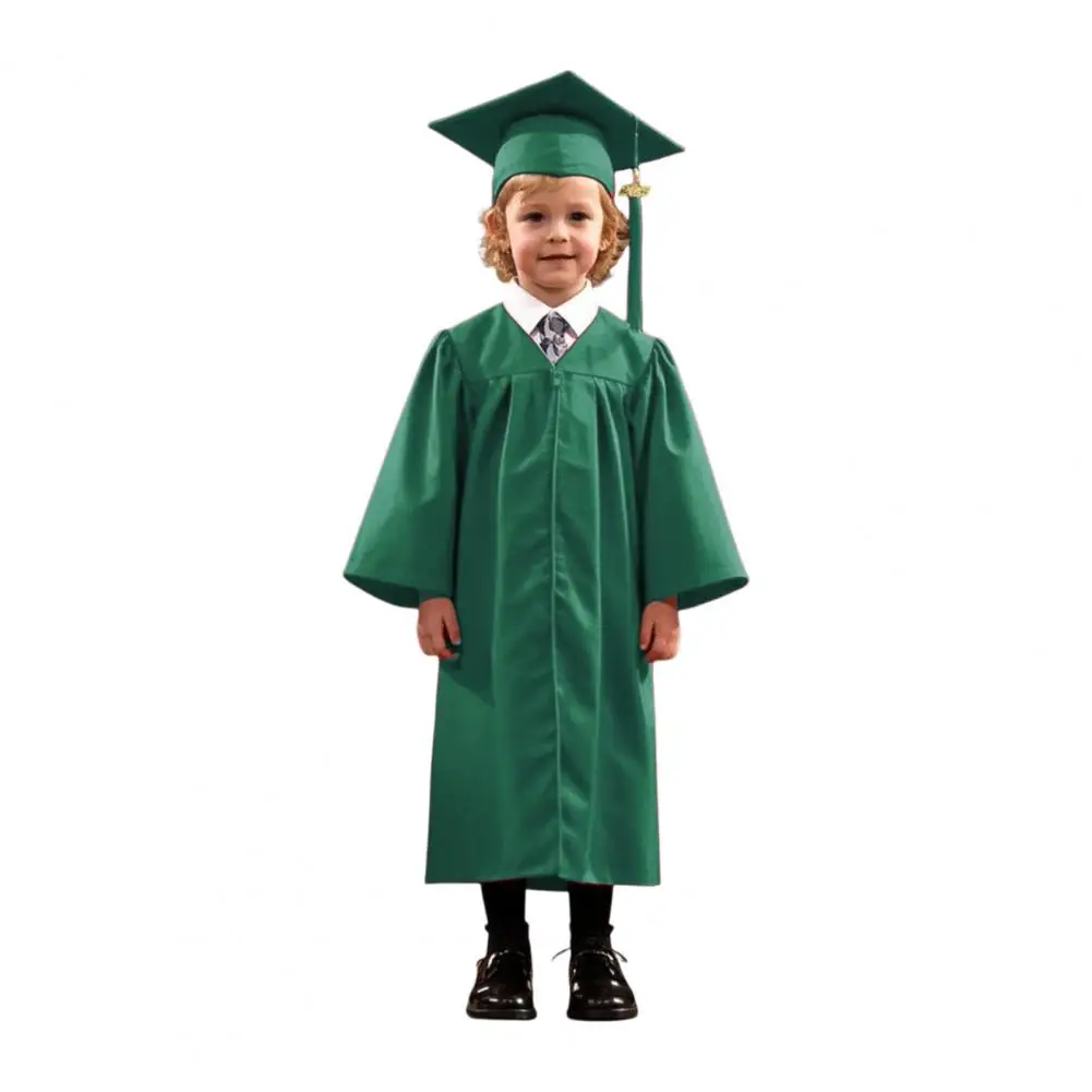 2025 Uniforme da laurea per bambini con cappello e chiusura con cerniera con nappa Abito da laurea elementare Abiti da festa di laurea per bambini