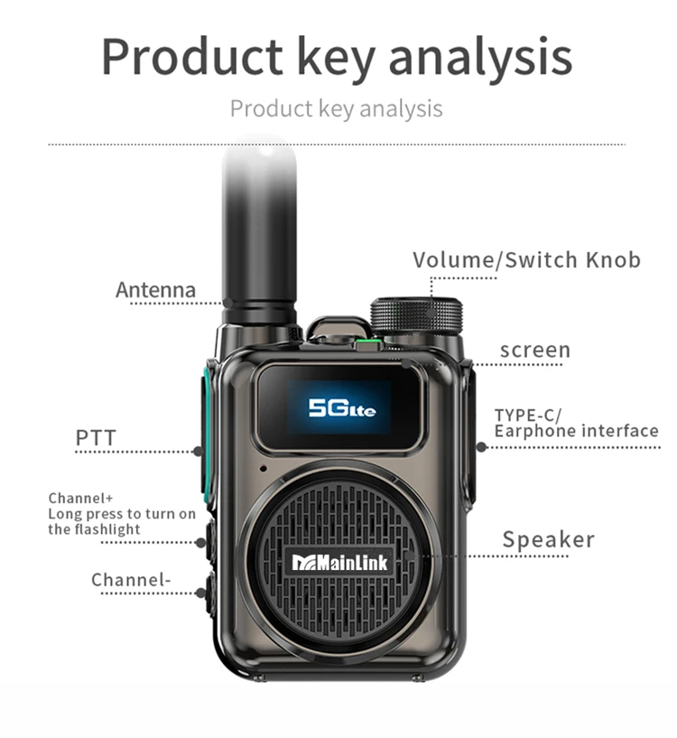 Nieuw model gelanceerd Ml-G15 Metal Body Mini 4G Poc Walkie Talkie Wereldwijde communicatie Eenvoudig en gemakkelijk te gebruiken Buitensporten Reizen