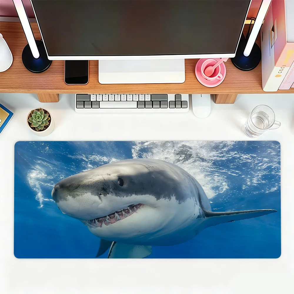 Tapis de souris Shark Exploring the Sea pour le bureau, les jeux et les claviers, antidérapant, grand format, imperméable