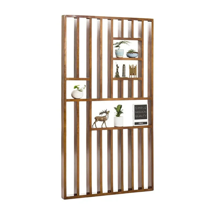 New Chinese Wood Frame Screen Living Room Entrance Partition Floor Standing Divider Decorative Seat for Home Office Hotel
