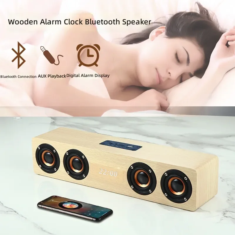 Retro Wooden Bluetooth Speaker for Home Office Desktop Use High Volume Wireless Sound Bar with Deep Bass Audio System