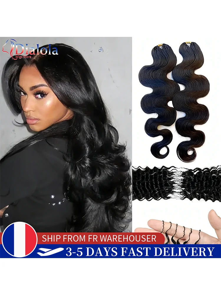 Dialola Wigs Haakwerk Voorgeknipte Haarverlengingen van Echt Haar Body Wave Knooploos Met Onzichtbare Draad Herbruikbaar Feather Crochet Haar - afbeelding 2