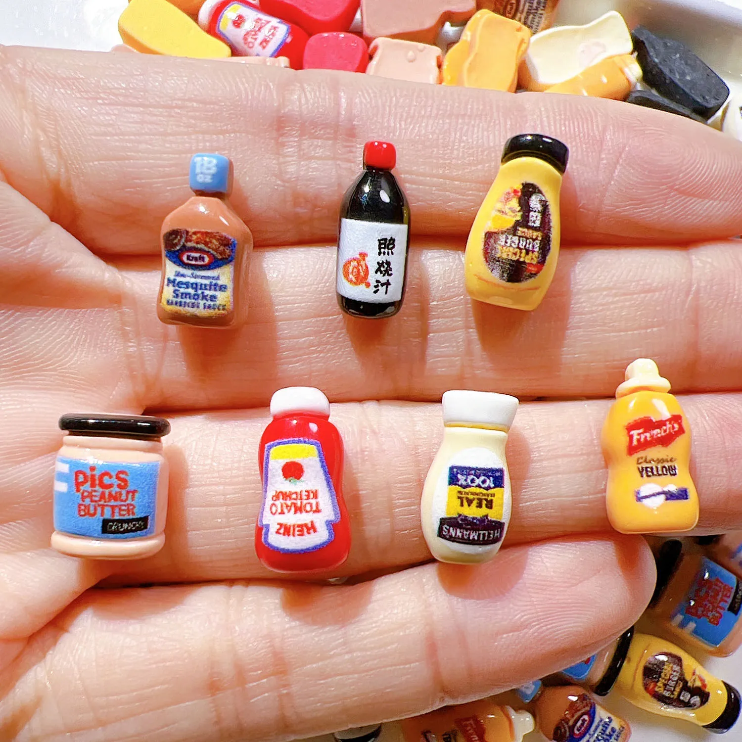 Kawaii Simulation Mini jam Food Series Resin Flat Back Cabochon For Dollhouse DIY Scrapbooking False Nail Accessories