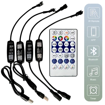 Controlador LED WS2811 WS2812B, música Bluetooth, micrófono incorporado, 28 teclas, Control remoto, direccionable individualmente, tira de luces LED de píxeles