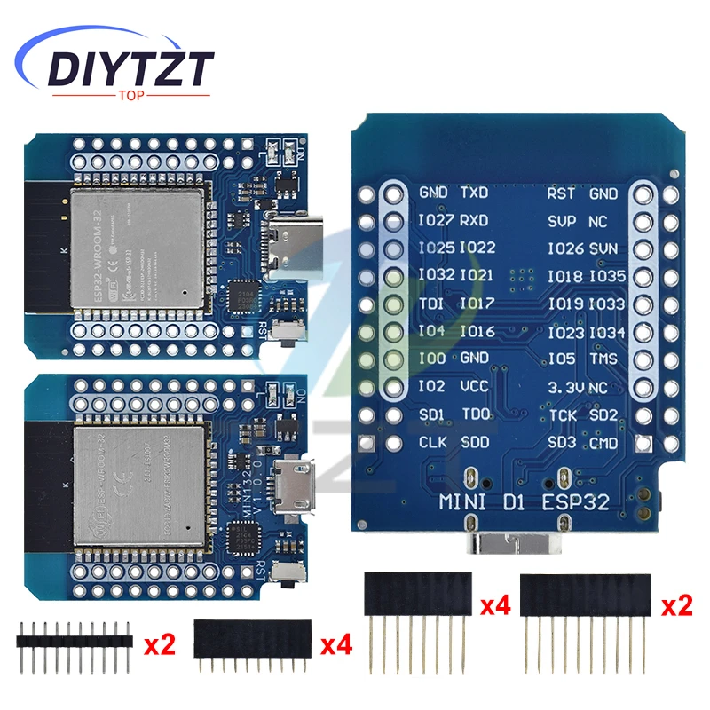 DIYTZT для Wemos Mini D1 ESP8266 ESP32 ESP-32S WIFI Bluetooth CP2104 модуль макетной платы для Arduino с контактами