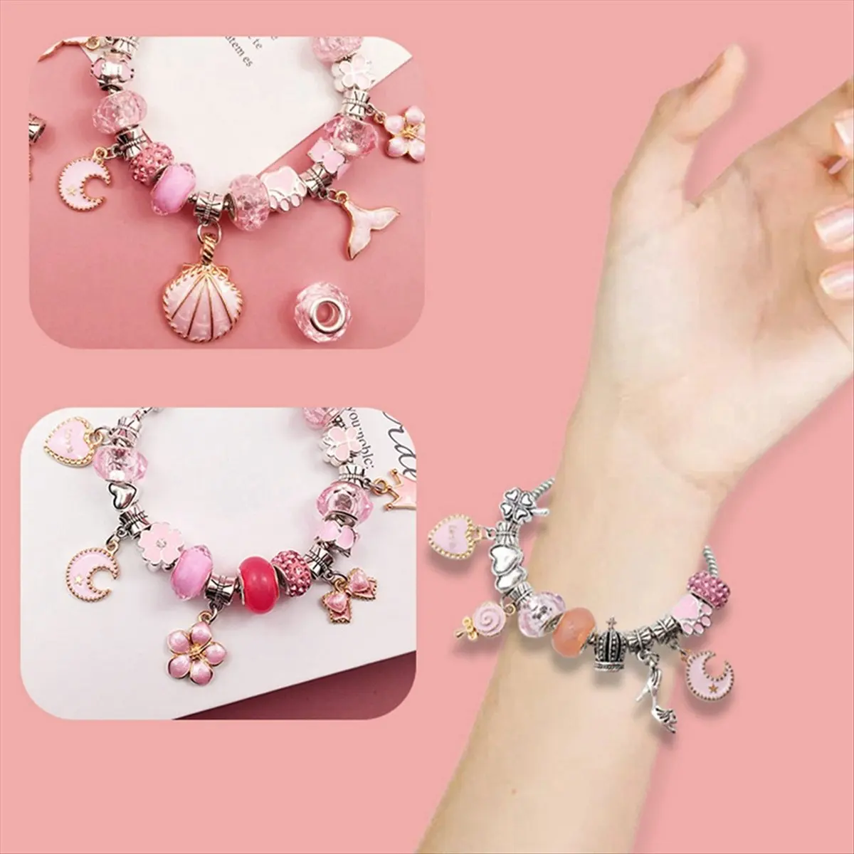 ABNH Jewelry Making Kit Charm Bracelet Necklace Present Beads Set DIY Toys for Children Bracelets Birthday A
