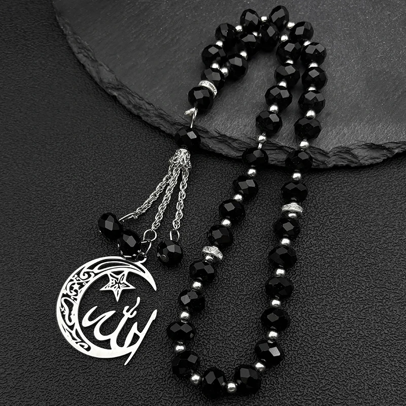 Crescent Moon Star Islamic Muslim Allah Car Pendant for Women Men Stainless Steel Gold Color Arabic Quran Amulet Chain Jewelry
