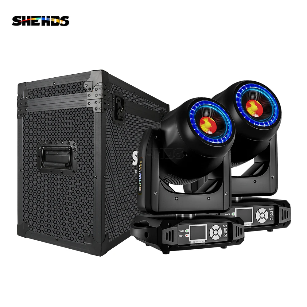 SHEHDS Flight Case With 8 Face Prisms LED Spot 160W Aperture Pattern Dynamic and Static Gobo Wheels Moving Head Light For Stage