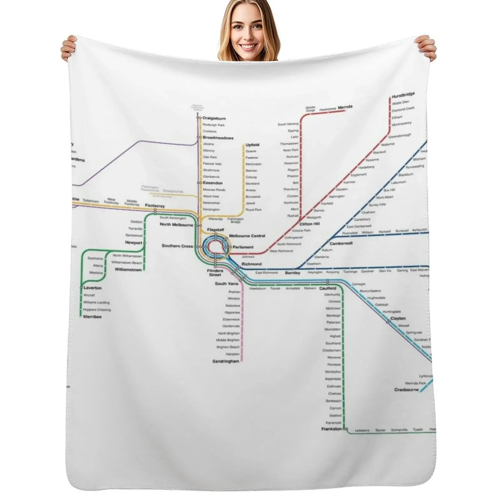 

Melbourne rail network map Throw Blanket anime Giant Sofa Soft Blanket