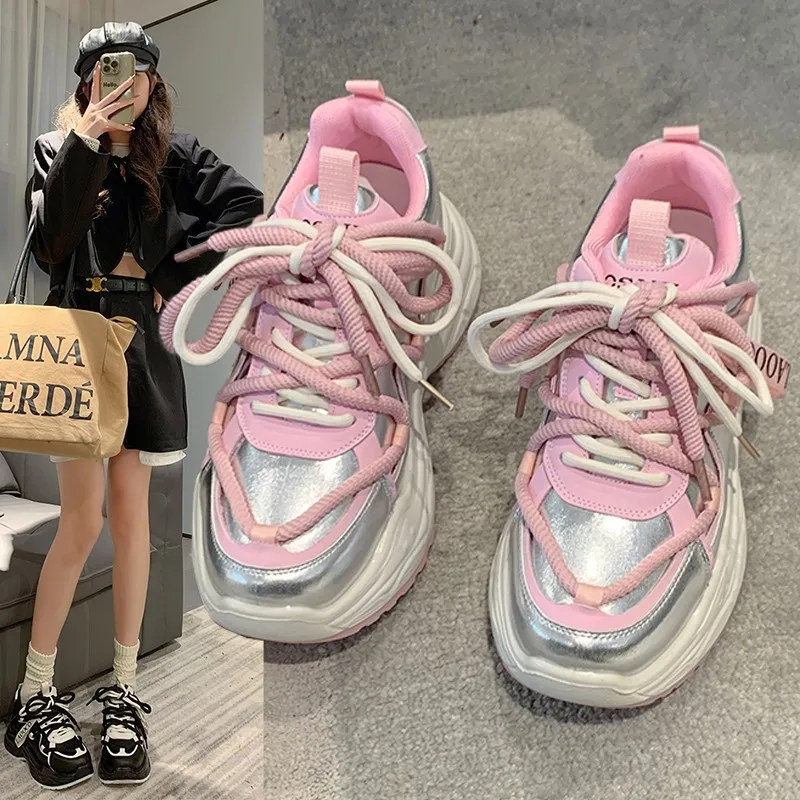 

Women's Thick-Soled Casual Shoes 2025 Spring New Trendy Retro Versatile Student Breathable Fashionable Lightweight Sneakers