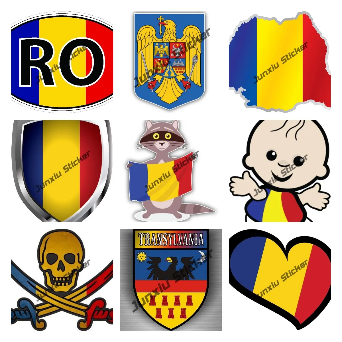 Romania Flag Sticker Car Body Refrigerator DIY Decal Waterproof Cover Scratches Accessories