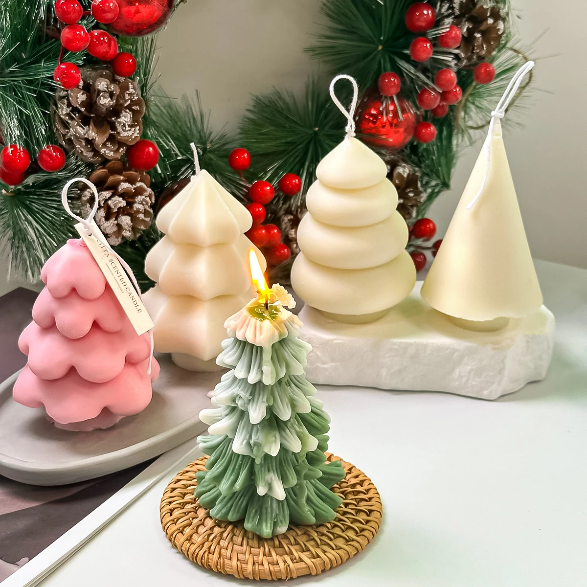 Kerstboom Siliconen Mal 2023 Diy Geurkaars Aromath Zeep Gips Hars Bakvorm Vakantiegeschenken Home Decor Ambachten