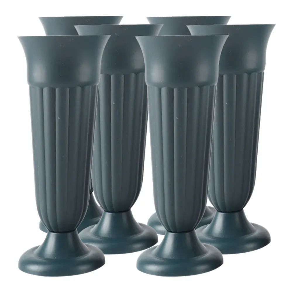 6Pcs Plastic Flower Vase for Cemetery Grave Memorial Decoration Outdoor Garden Lawn Party Event Use Sturdy Weatherproof
