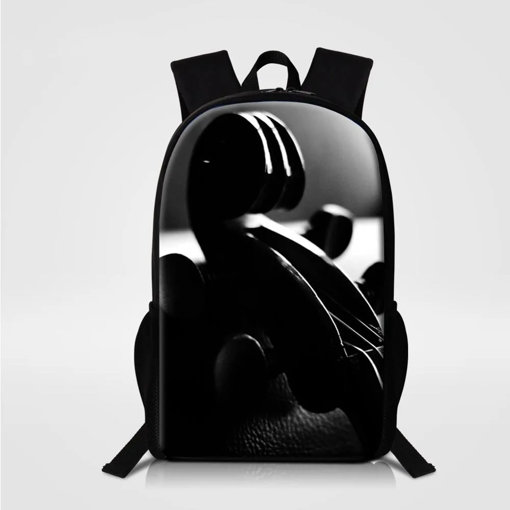 

Black Violin Printing School Bags For Girls Musical Note Children Sublimation Polyester Backpack For Boys Women Shoulder Bagpack