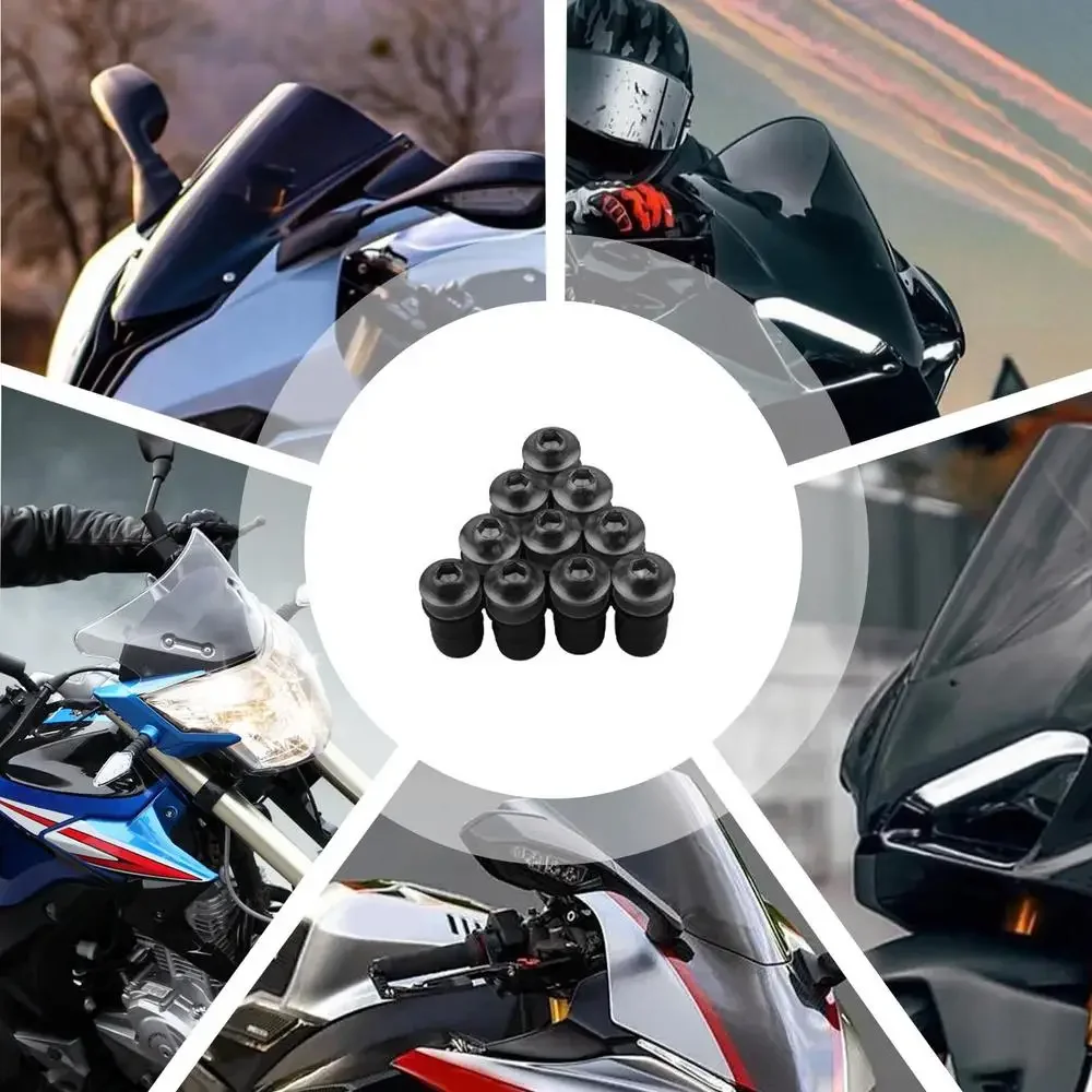 10Pcs Motorcycle Bolt Kit Nuts Fairing Kit 5mm Screws Fasteners Fairing Screws Fairing Bolt Kit M5 Bolts Mounting Kits