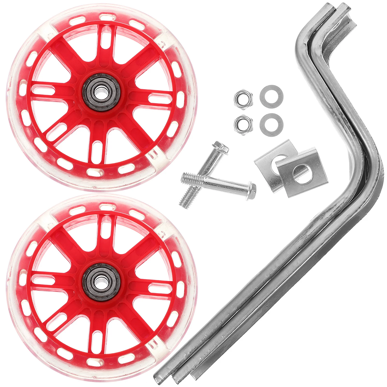 

Kids Bike Training Wheels Red Mute Flash Balance Auxiliary Wheel Uv Resistant Sturdy Adjustable Silent Cycling Support for Most