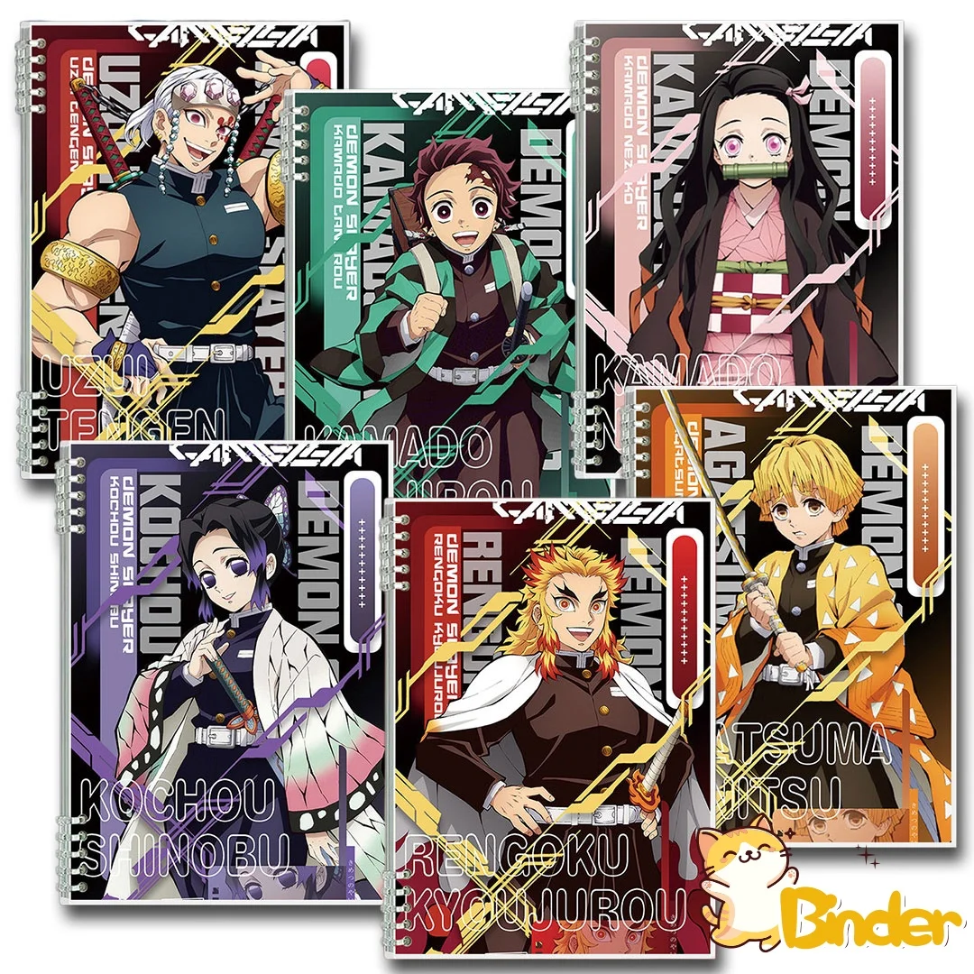Demon Slayer A5 Detachable Ring Binder Notebook, Lined Pages,60 Sheets/120 Pages Anime Journal for School & Fans