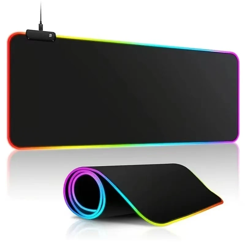 Multi-size RGB Computer Mouse Pad LED Backlight Luminous Gaming Mouse Pad Desktop Waterproof Mat Rubber Non-slip Base Easy Clean