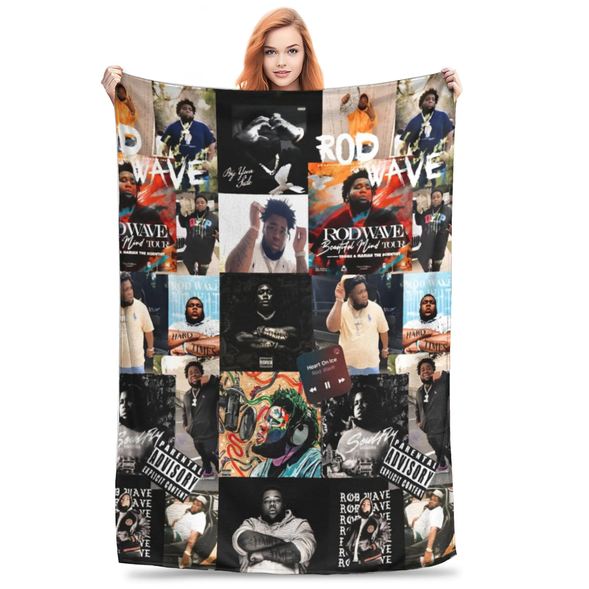 Rod Wave Hip Hop Rapper Flannel Blanket Singer Music Creative Throw Blankets Home Hotel Sofa 125*100cm Quilt Lightweight Thin