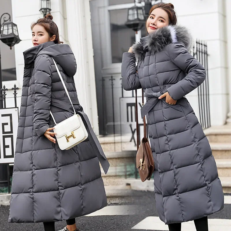 

Elegant Long Parkas for Women Autumn Winter 2023 New Korean Fashion Hooded Thicken Warm Jackets Ladies Long Y2k Coats