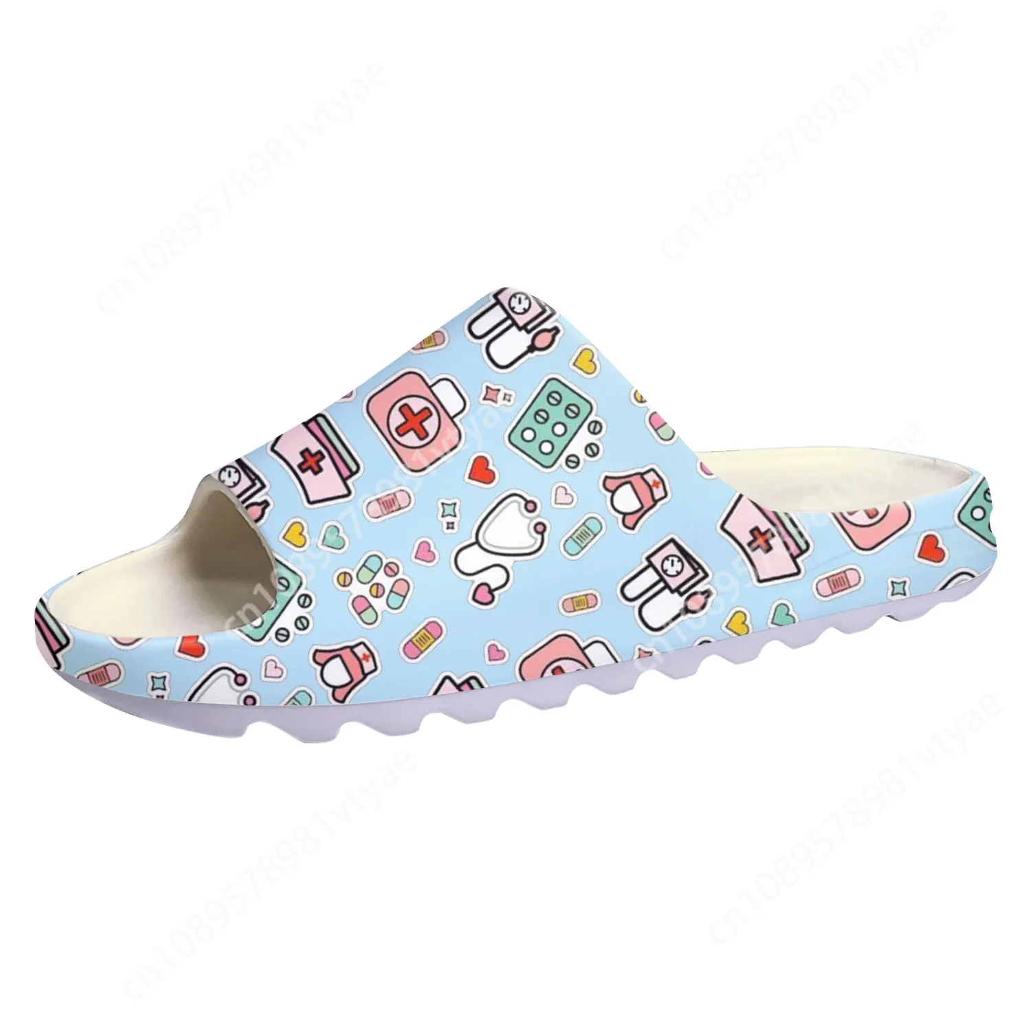 Hospital Medical Nurse Print Custom Soft Sole Sllipers Mens Womens Teenager Home Clogs Custom Beach Water Shoes on Shit Sandals