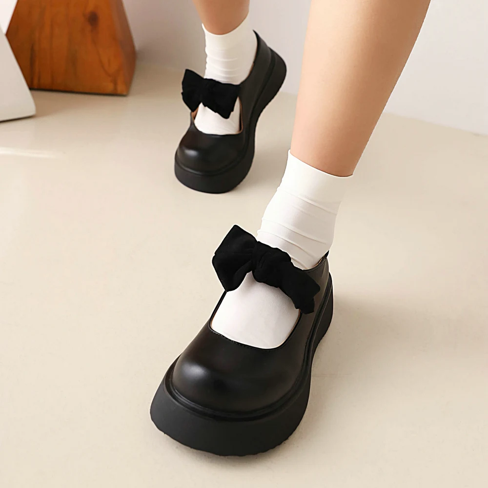 Women Bow-knot Lolita Flats Kawaii Japanese Style JK Uniform Cosplay Party Mary Janes Shoes Summer Zapatillas Mujer Splice Cute