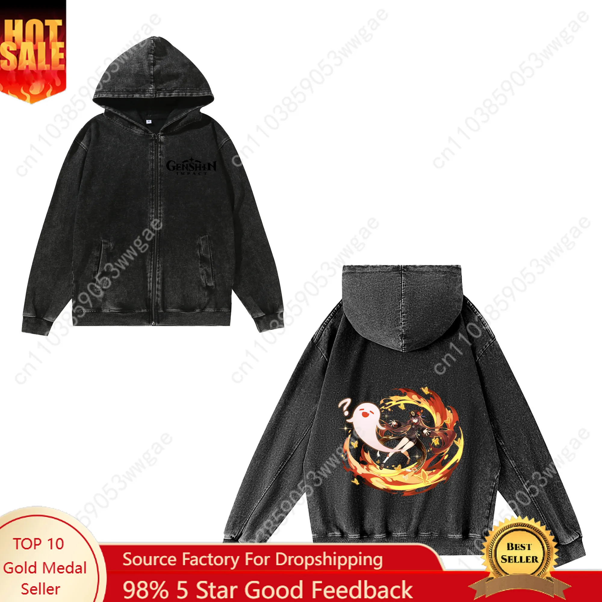 

Genshin Walnut Zipper Sweatshirts Man Woman Retro Hoodie Vintage Pullover Sweat Shirt With Pocket Full Zip Customized Jacket Top