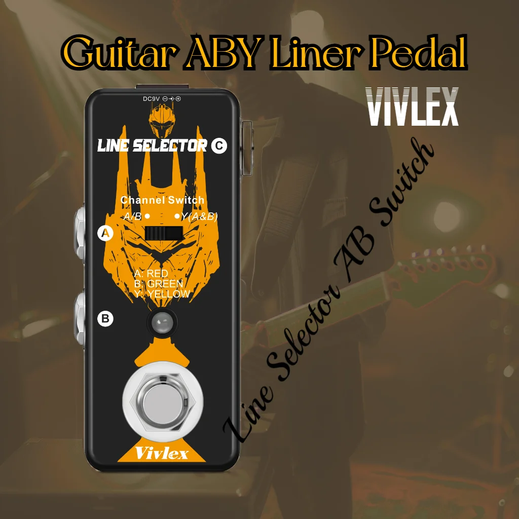 

VIVLEX Guitar Pedals ABY Box Line Selector AB Channel Switch Mini Guitar Effect Pedal Transmission Metal Case AB-1 Black