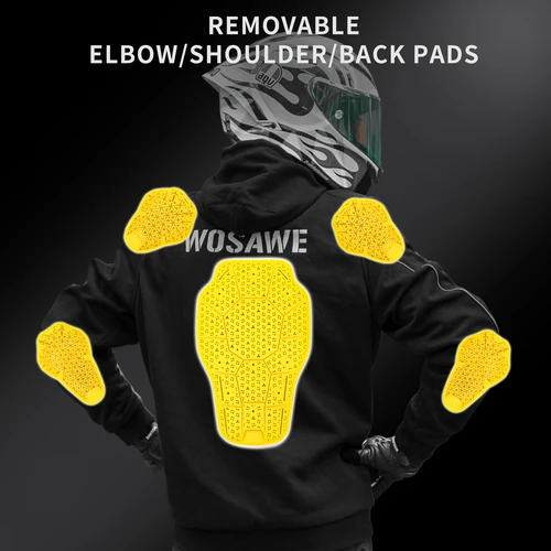 Imagen 2 del producto Sudadera con Capucha para Motocicleta WOSAWE, Ropa Reflectante para Motocross, Chaqueta de Motocicleta para Hombre, Forro Interior Cálido para Invierno, Chaquetas de Motocicleta