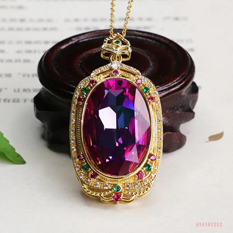 Flash Purple Glazed Pendant Necklace Fashion Jewelry Jewelry Women