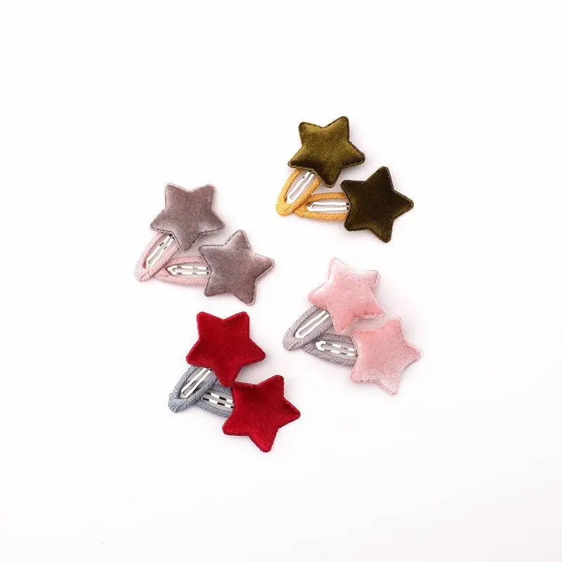 Boutique Velvet Stars Hair Clips For Girls Cute Kids Cloth Hairpins Fashion Girls Hair Accessories