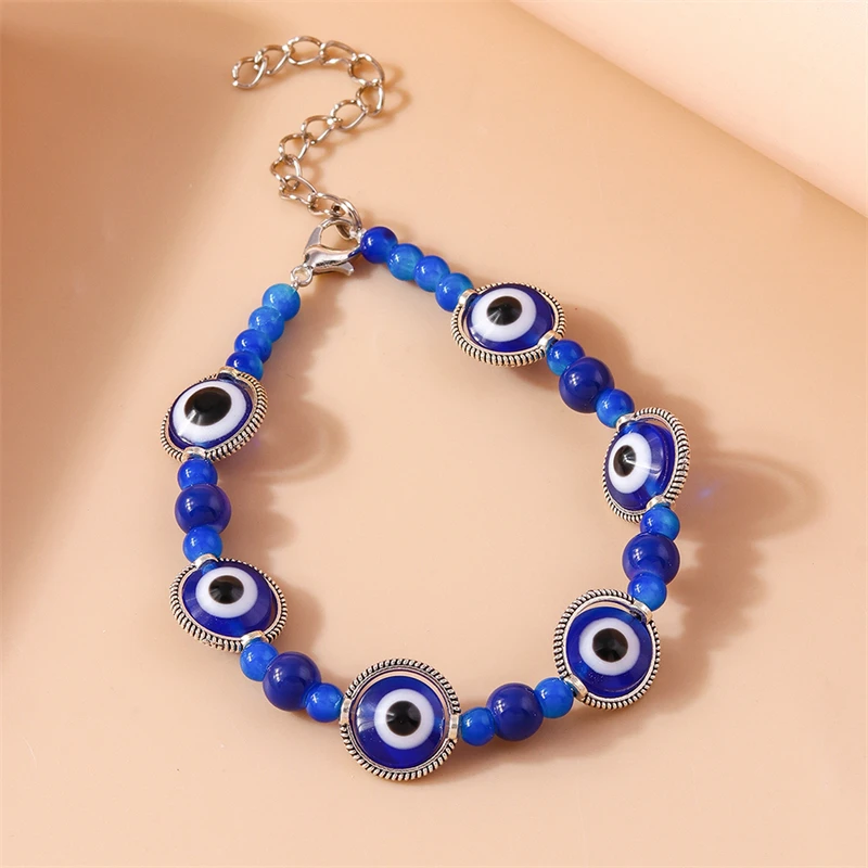 Fashion Blue Evil Eye Handmade Beads Bracelet for Women Girls Party Festival Jewelry Gifts