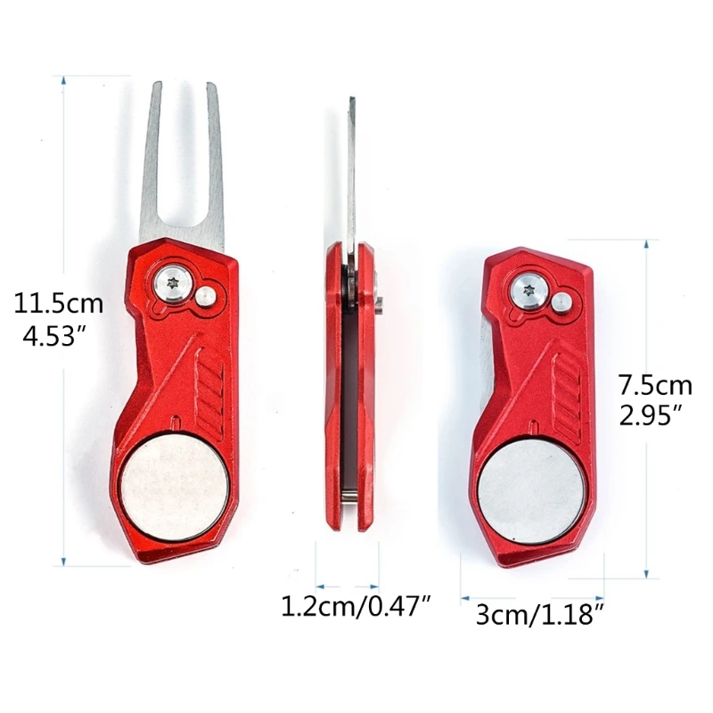 Herramienta reparación Divot Golf, herramienta verde plegable para golfista, marcador magnético bolas Putt