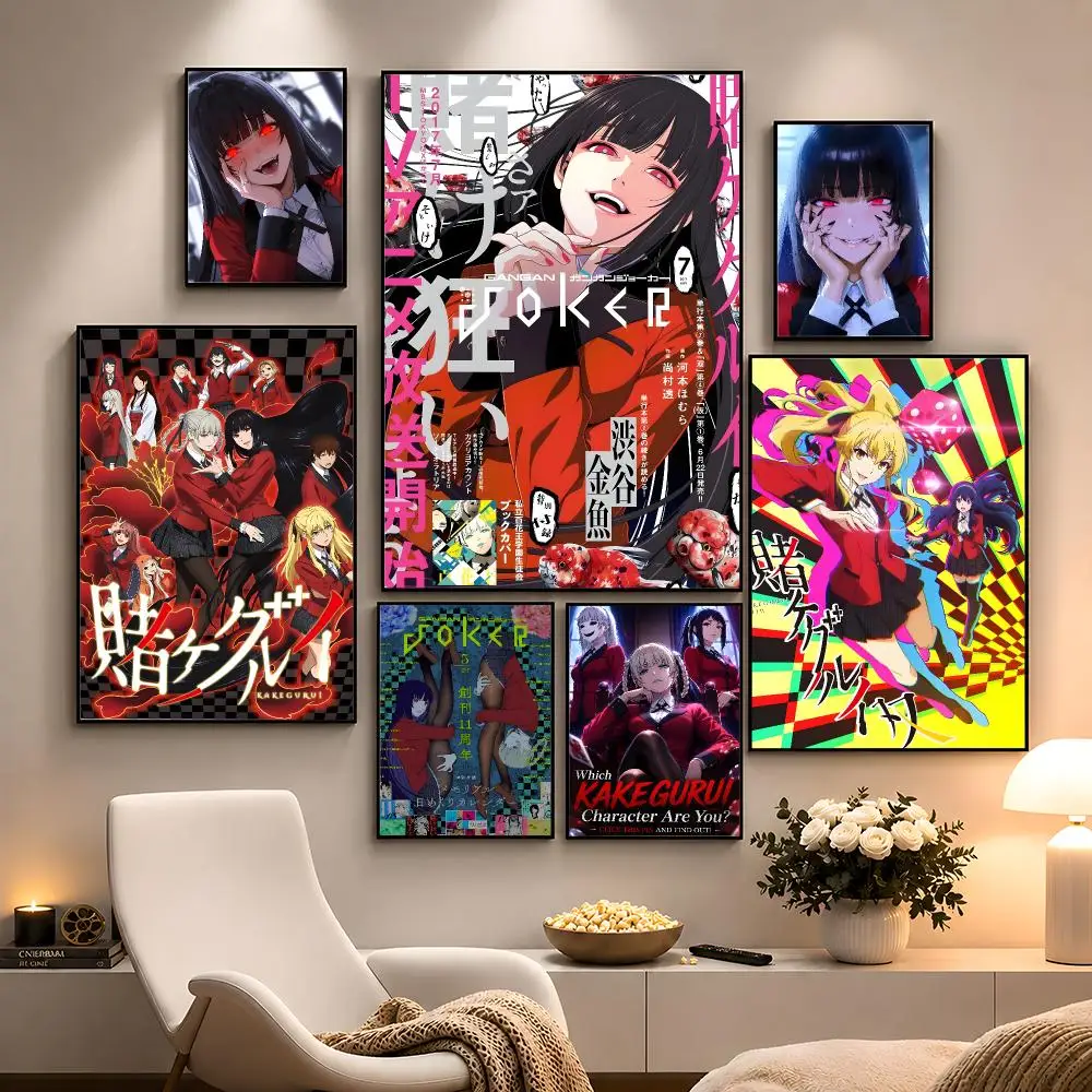 Anime Kakegurui Yumeko Gambling Poster Peel And Stick Wall Art PP Waterproof HD Bedroom Living Room Home Decor Gift