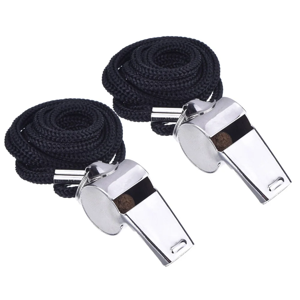 

3 Pcs First Aid Whistles for Sports Stainless Steel Laser Metal with Lanyard Referee