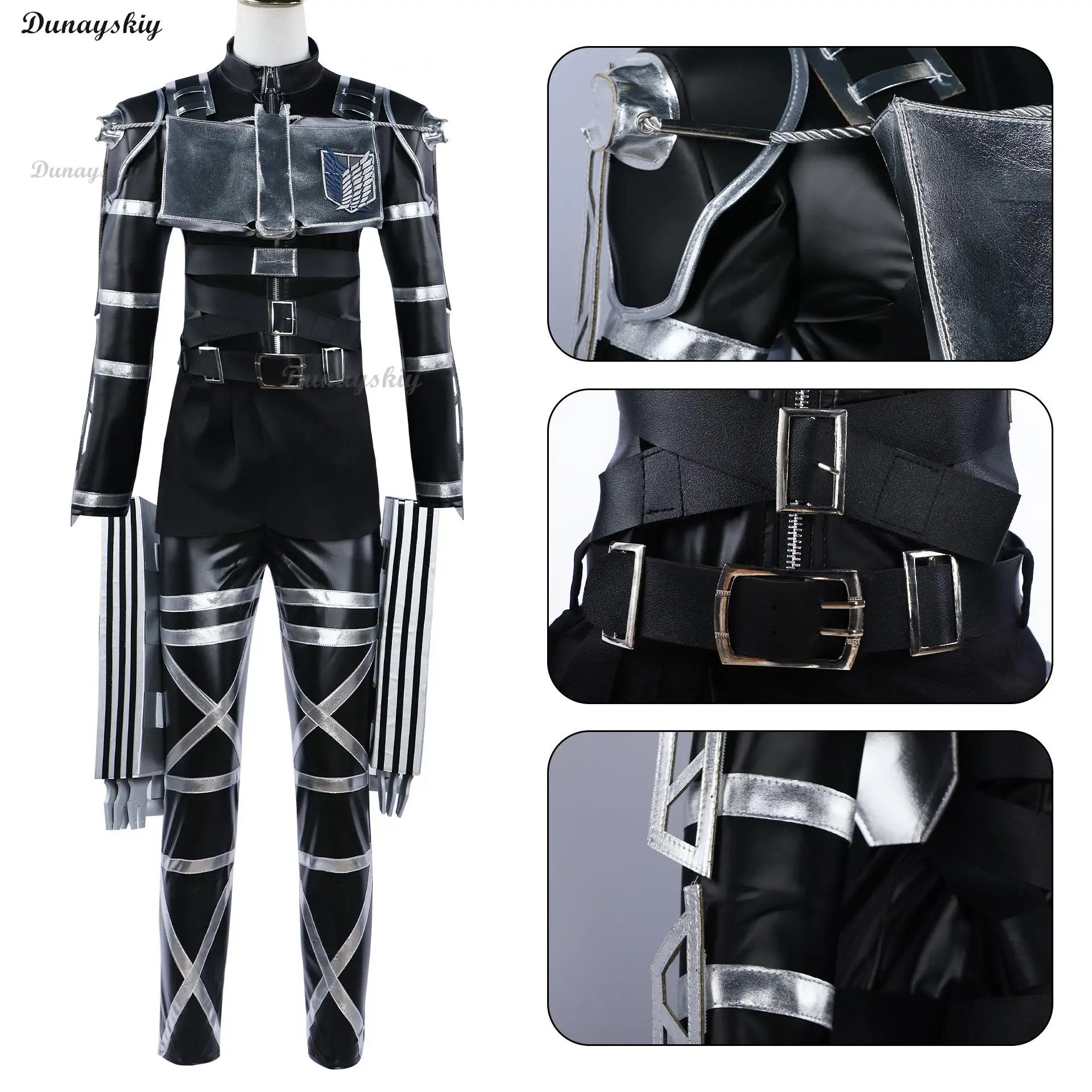 Anime AOT musim terakhir 4 seragam tim Eren Levi kostum Cosplay Harness Armor kostum Halloween