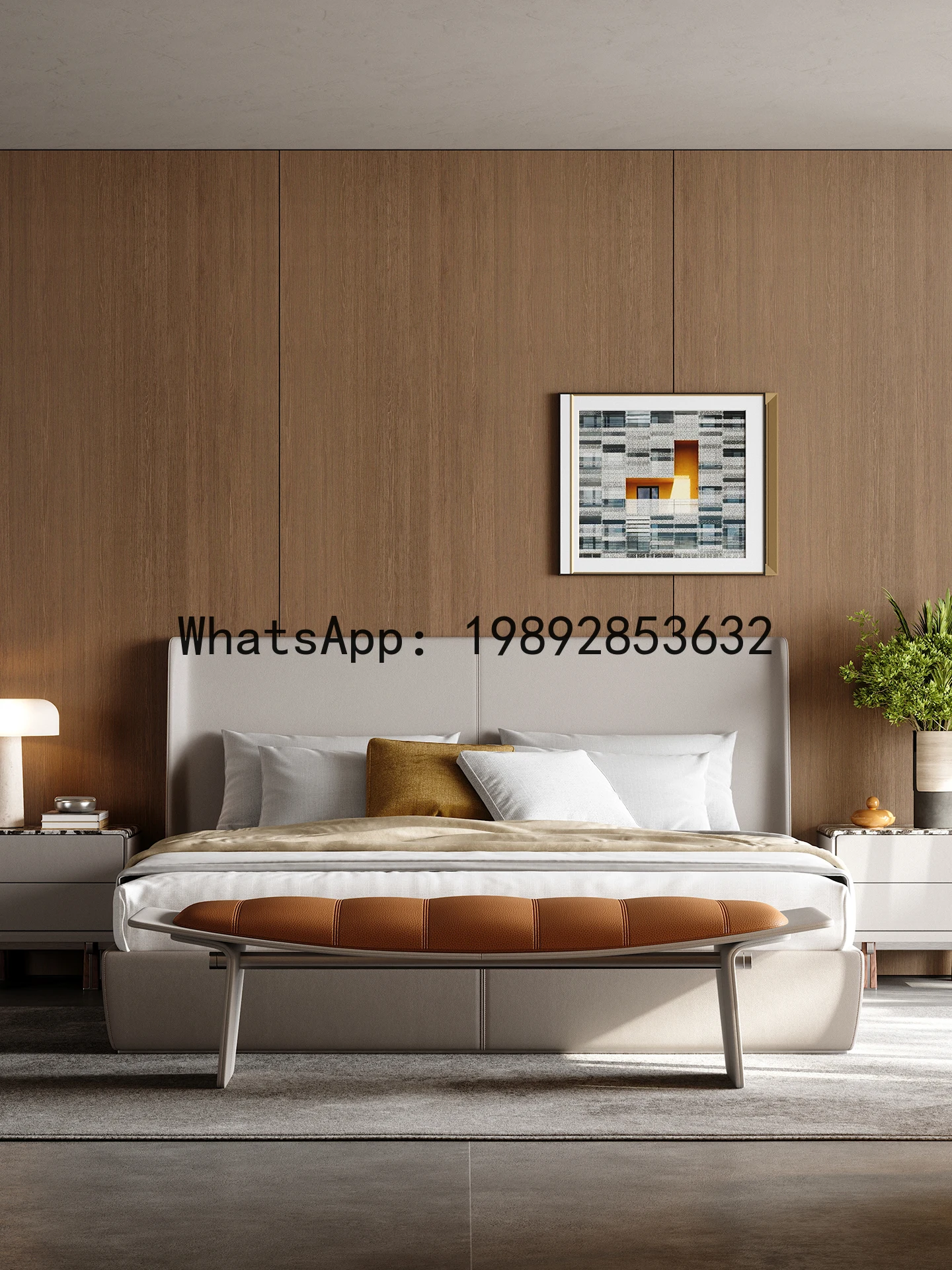 YFY Bedside Stool Bedroom Light Luxury Modern Home Designer Style Full House Matching Full Leather Long Stool
