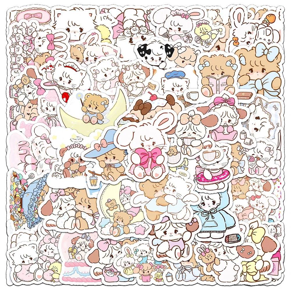 10/30/56pcs Cute Cartoon Mikko Stickers Kawaii Anime Kitty Bear Girl Decals Decoration DIY Suitcase Phone Water Bottle Sticker