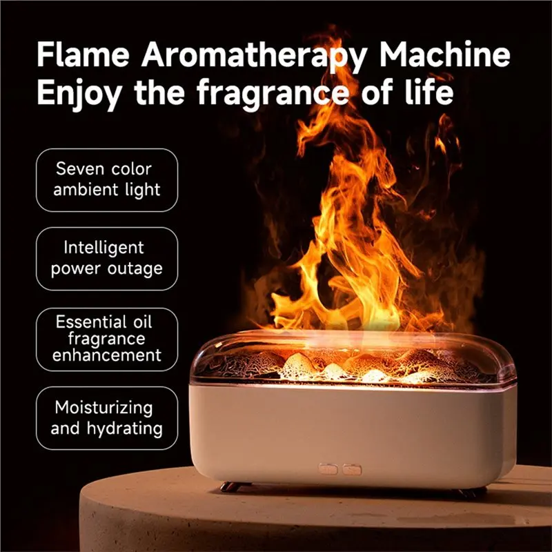 2026 New Upgrade STER-Essential Oil Aroma Diffuser Machine 300Ml Mini Volcanic Lava USB Fragrance Diffuser Flame Humidifier