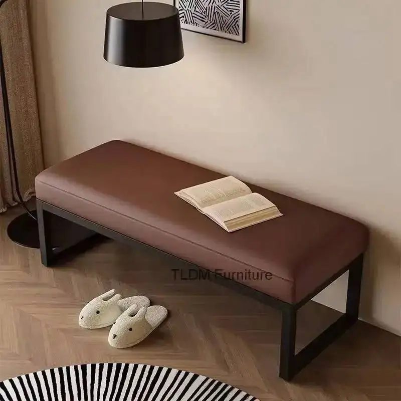 Multifunctional Modern PU Leather Bag Shoe Changing Luxury Stool for Ottomans Hotel High-end Thickened Stools Soft for Bedroom