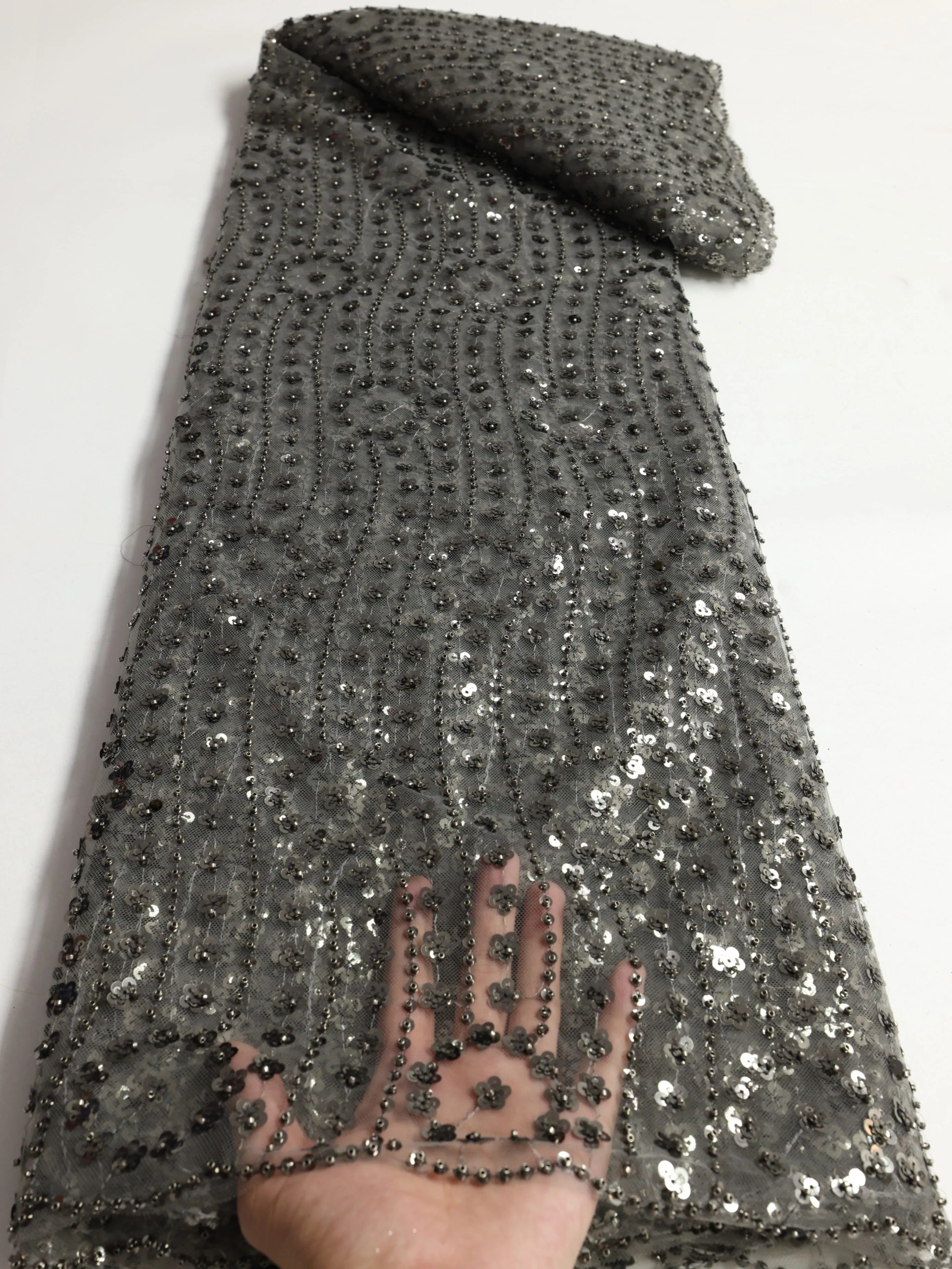 2025 럭셔리 아프리카 신랑 페르시 레이스 패브릭 자수 프렌치 메쉬 스팽글 레이스 패브릭 신부 결혼식을위한 나이지리아 얇은 명주 그물 레이스