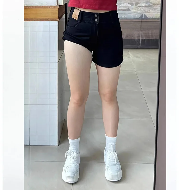 High Waist Elastic Slimming Denim orts for Plump Women Trendy Tight Butt Cowgirl Jeans High Waist Wide Leg Casual Cotton Blend