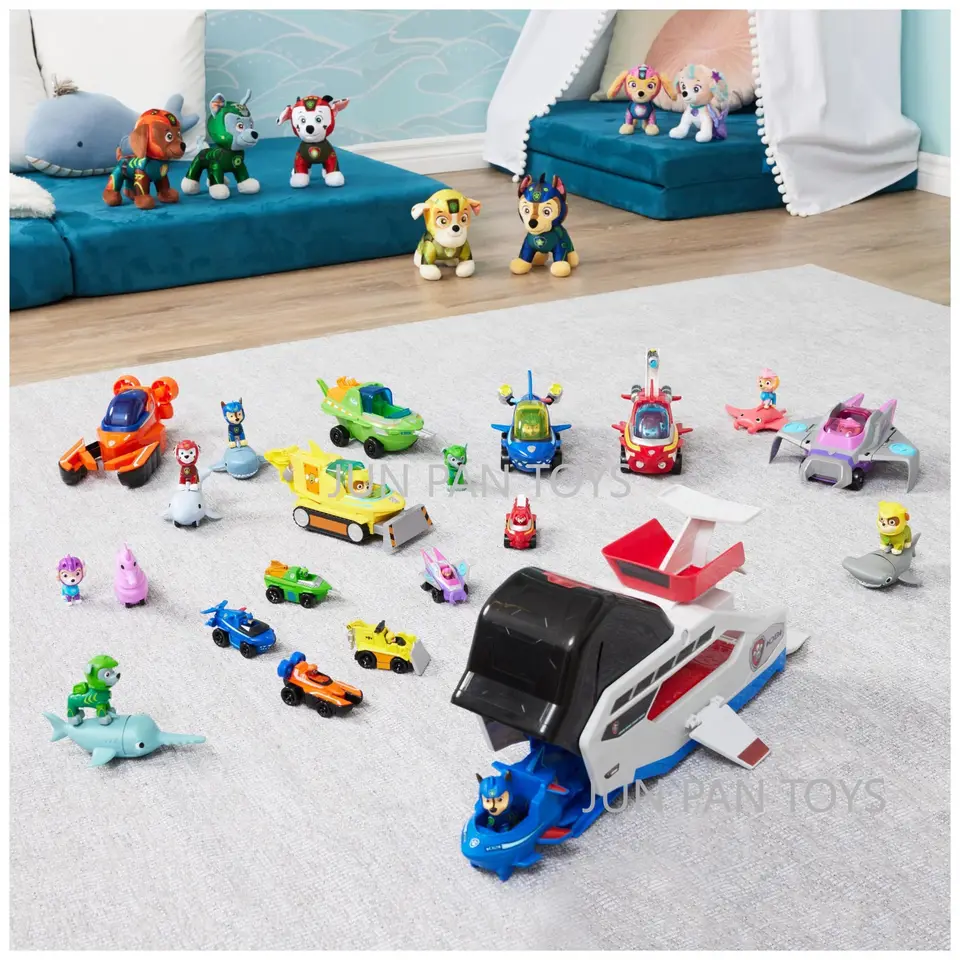 Paw Patrol Aqua Pups - Ensemble Figurines Marshall Et Dauphin Pour Enfants Dès 3 Ans