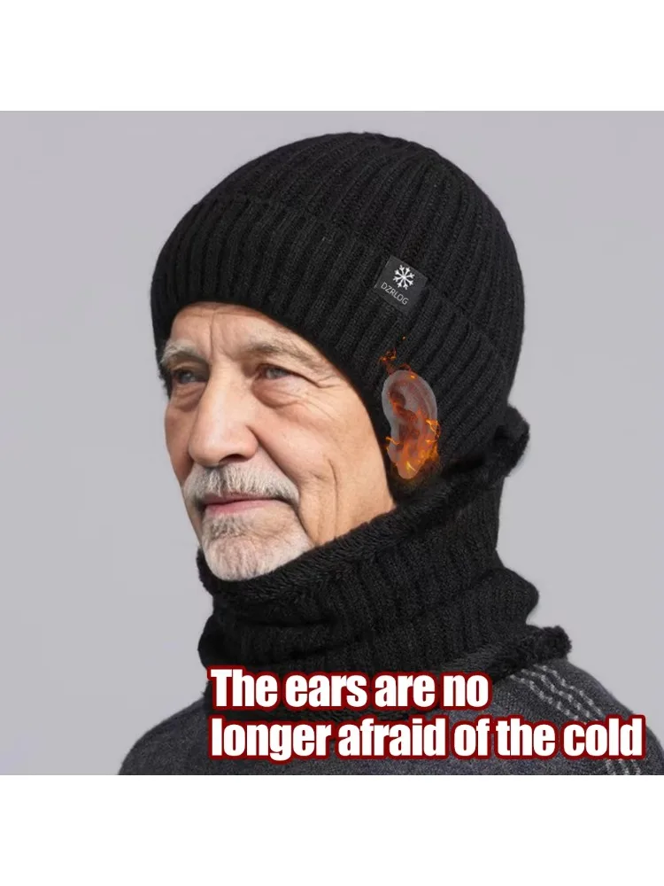 AliExpress NONE Outdoor Men Winter Knitted Hat Plush Warmth Peaked Cap Earmuff Casual Fashion Faux Fur Lined Bomber Hats Cycling Ear Protection